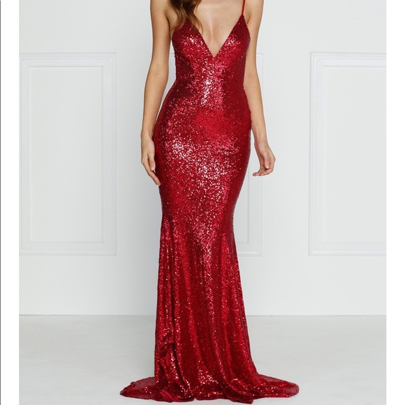Gorgeous Wine Red Sequin Prom Dress - Picture 2 of 4